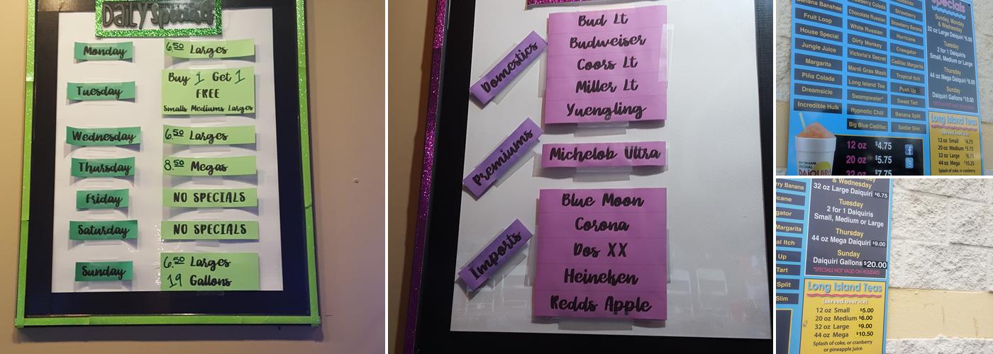 New Orleans Original Daiquiris Menu