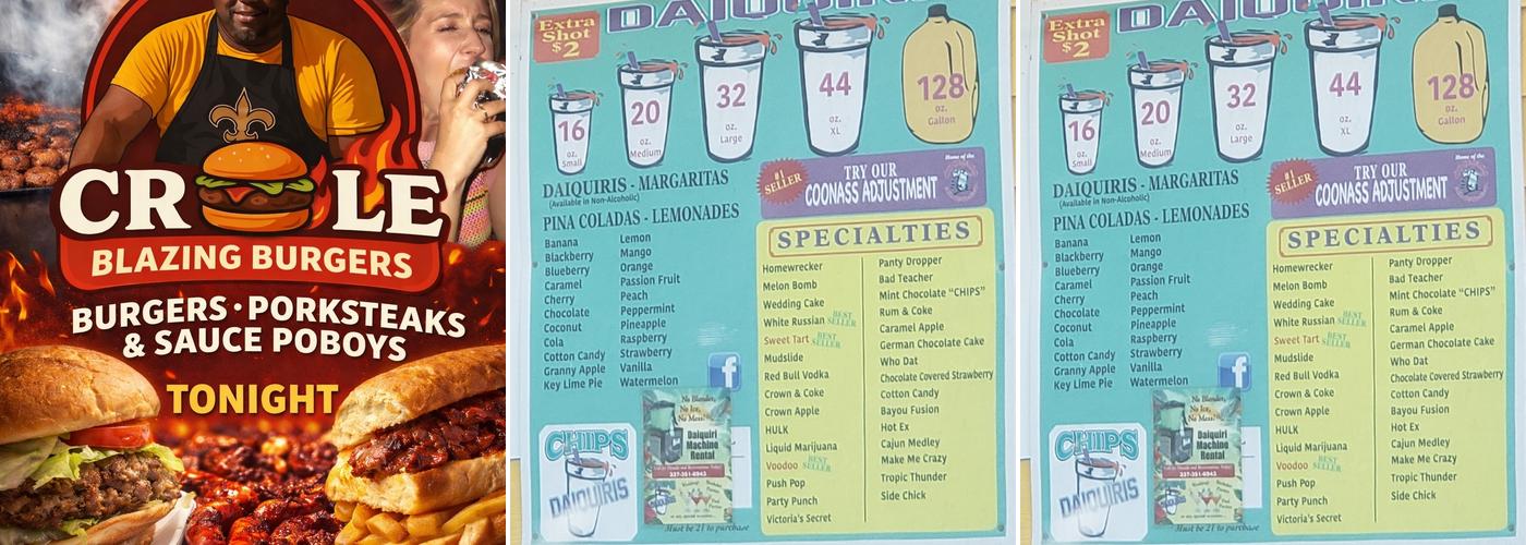 Chips Daiquiris Menu