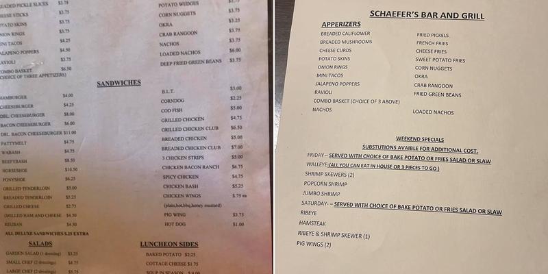 Schaefers Menu