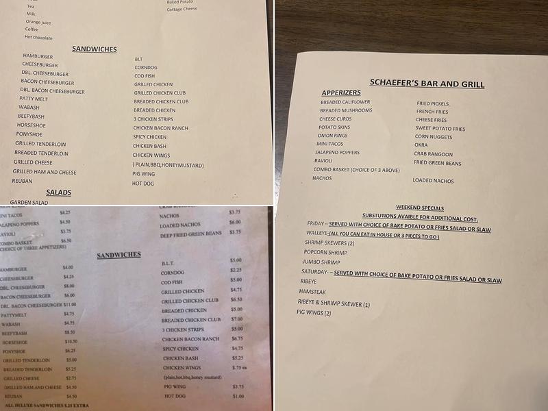 Schaefers Menu