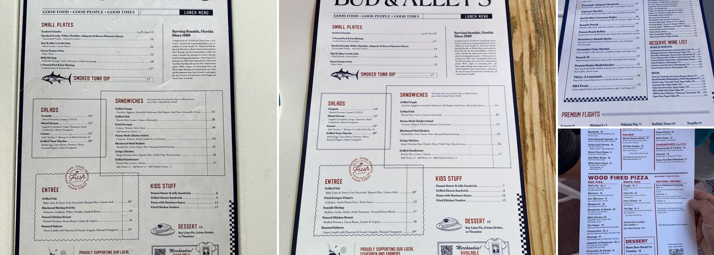 Bud & Alley's Waterfront Restaurant & Bar Menu