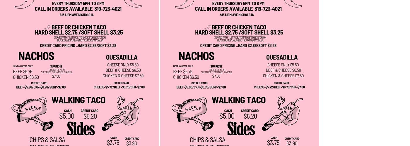 Burt's Bar Menu