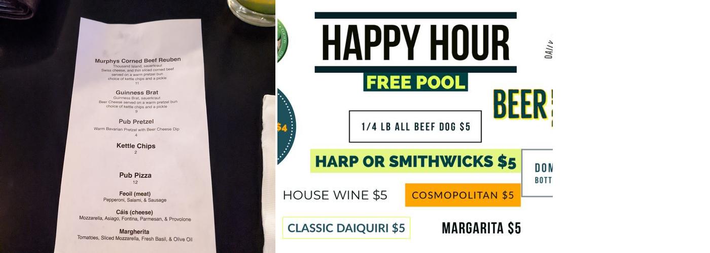 Murphys Public House Menu