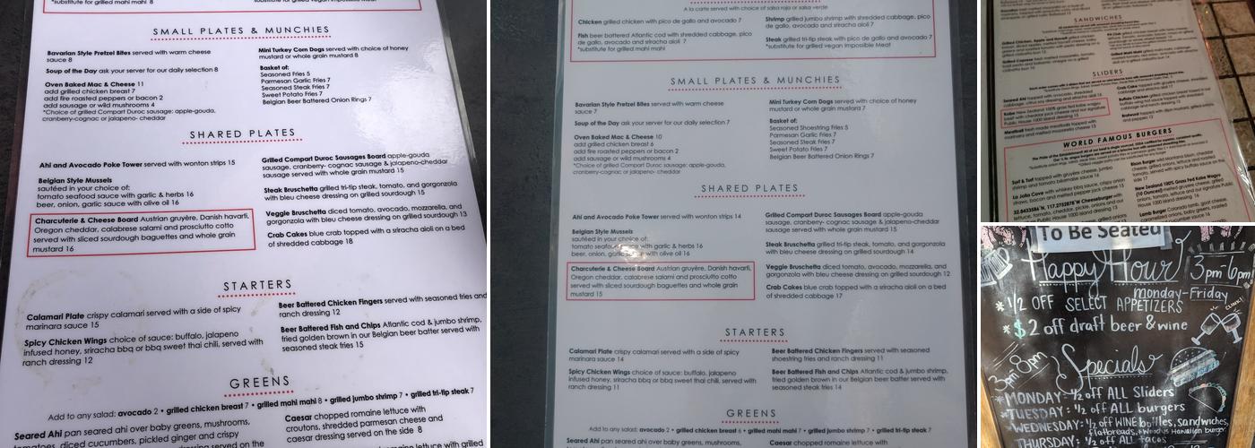 Public House La Jolla Menu