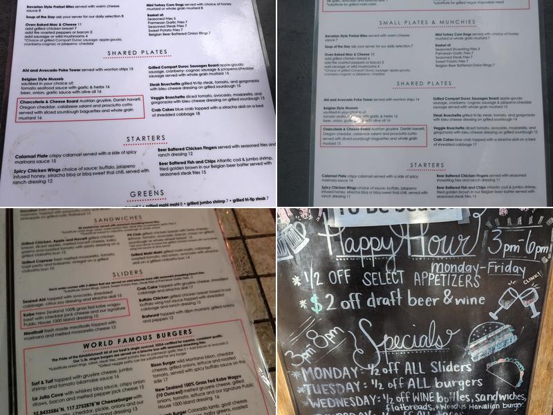 Public House La Jolla Menu