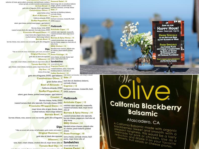 We Olive & Wine Bar Menu
