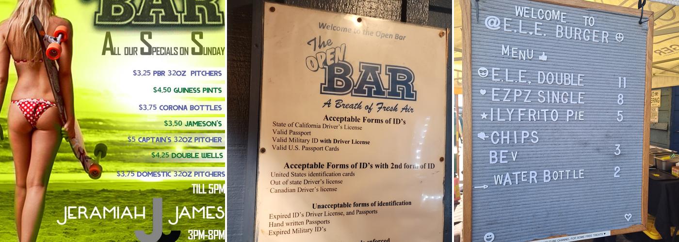 Open Bar Menu