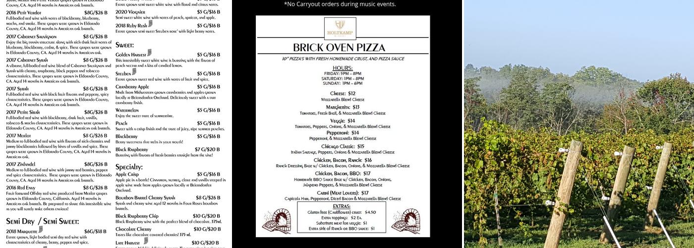 Holtkamp Winery Menu