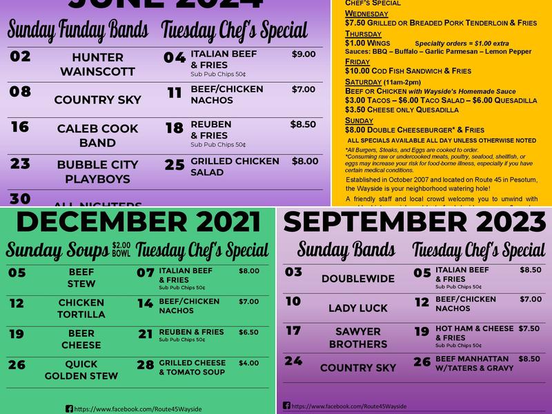 Route 45 Wayside Menu
