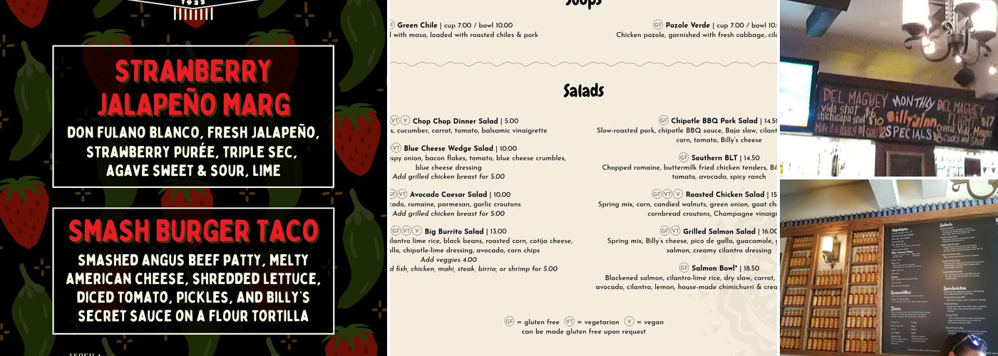 Billy's Inn Menu