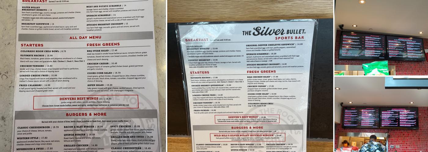 Coors Silver Bullet Bar Menu