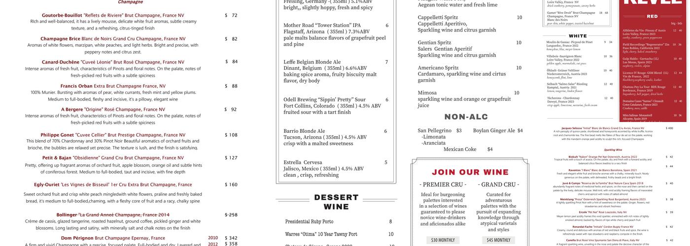 REVEL Menu