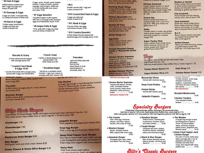 Billy's Menu
