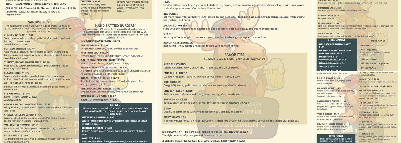 Sportsmen's Inn Menu