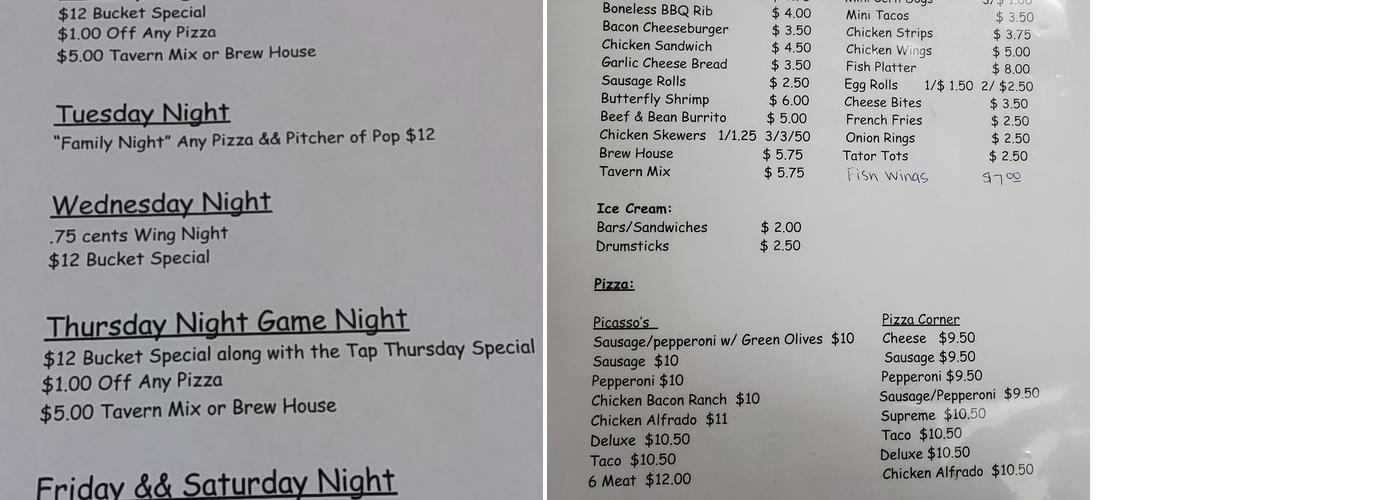 Lewisville Municiple Liquor Store and Bar Menu