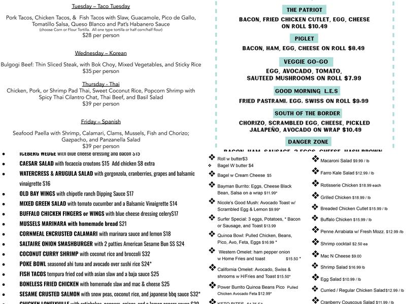 Sun Spirits Menu