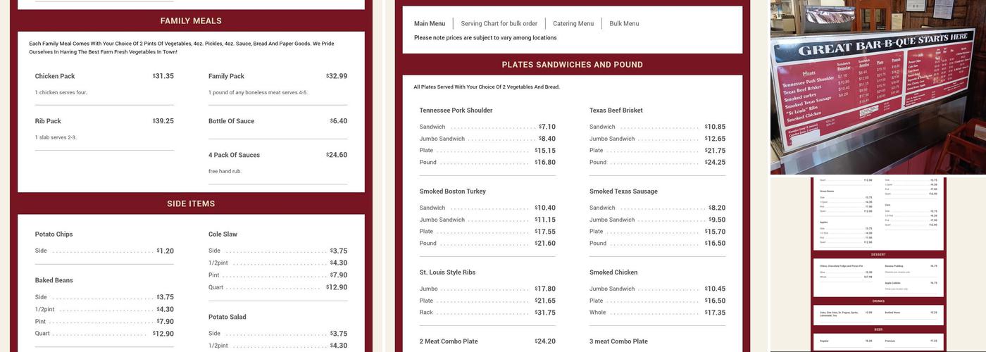 Jack's Bar-B-Que Menu