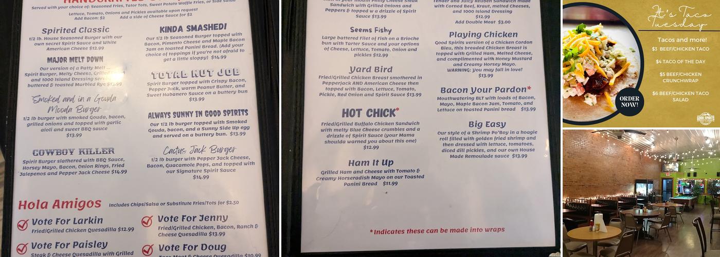Good Spirits Menu