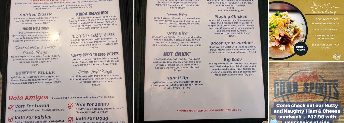 Good Spirits Menu