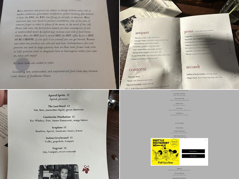 Cantinetta Menu