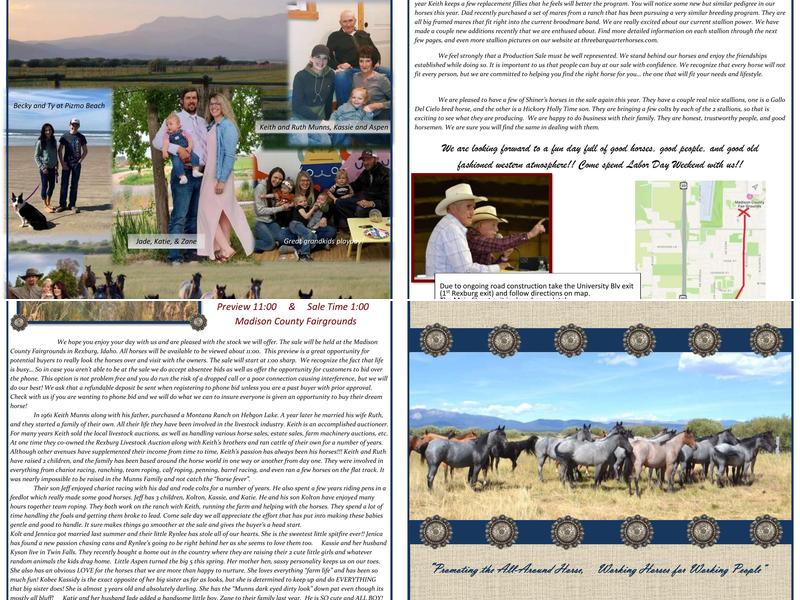 Three Bar Quarter Horses Menu