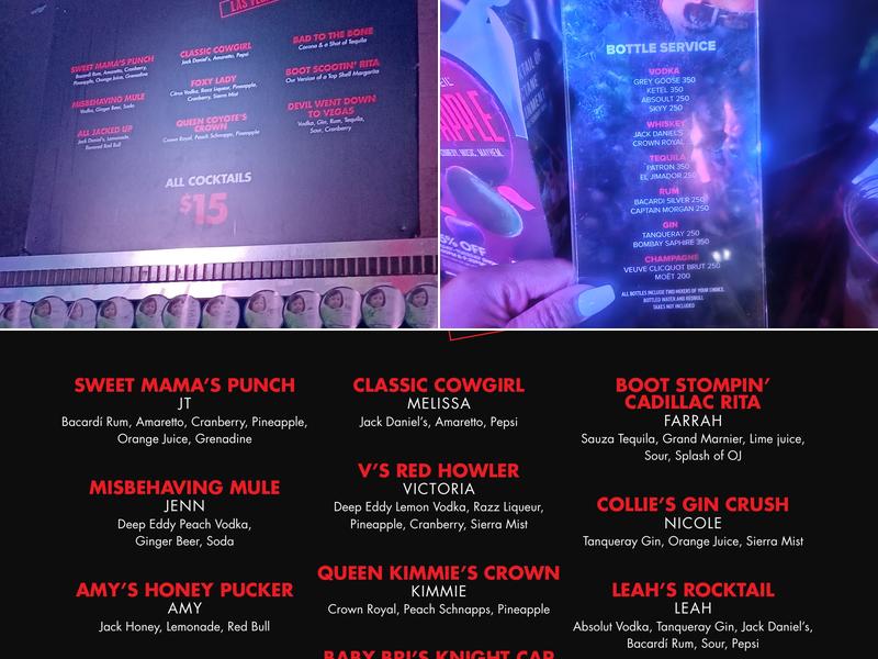 Coyote Ugly Menu