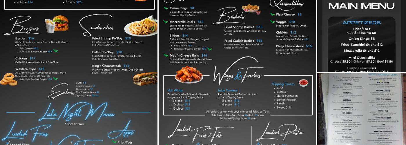 Blue Cue Menu