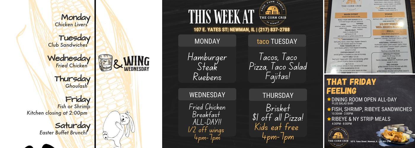 The Corn Crib of Newman Menu