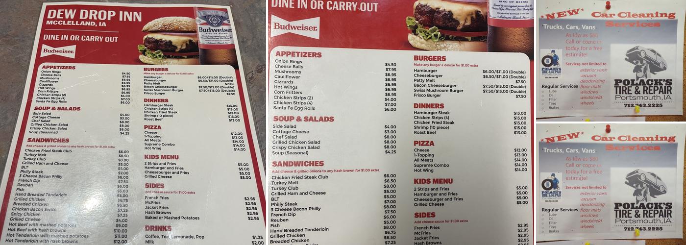 Dew Drop Inn Menu
