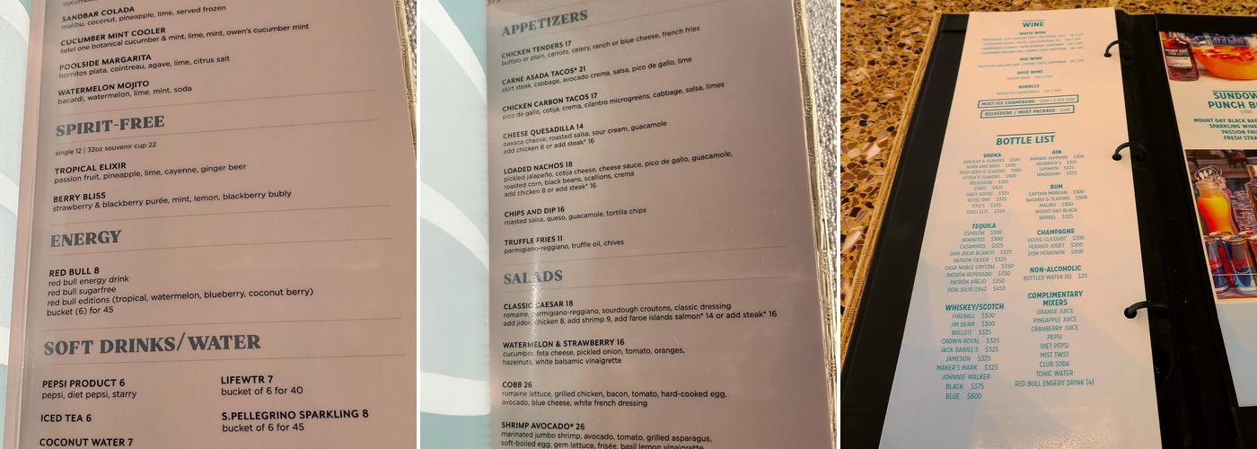 Sandbar Menu