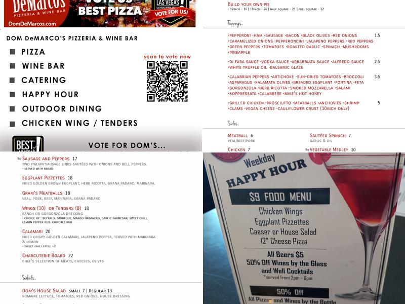 Dom Demarco's Pizzeria & Wine Bar Menu