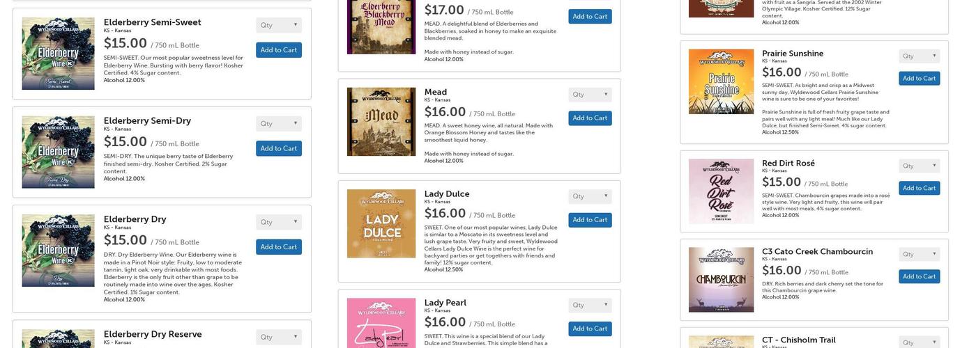 Wyldewood Cellars Tasting Room Menu