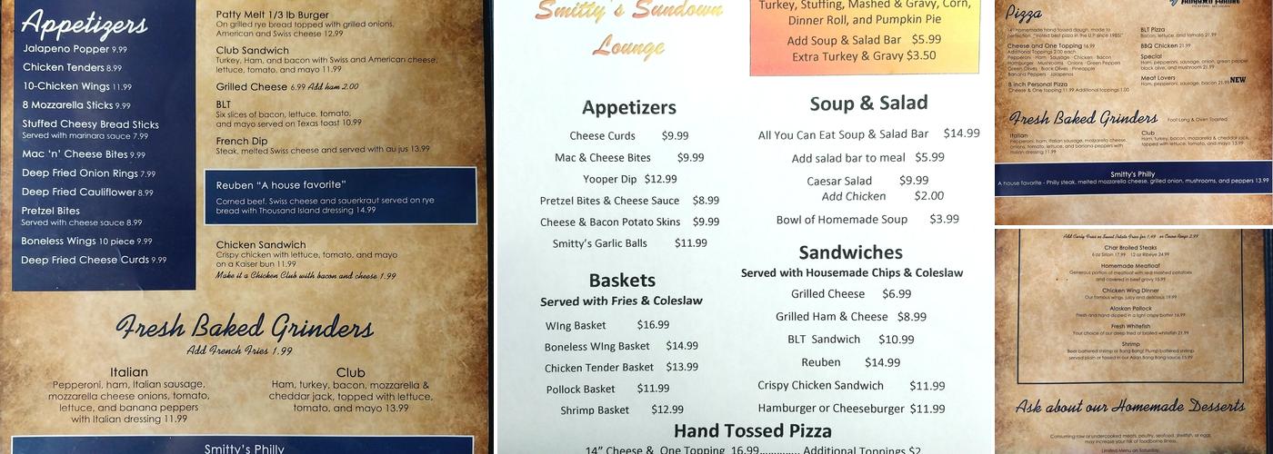 Sundown Lounge Menu