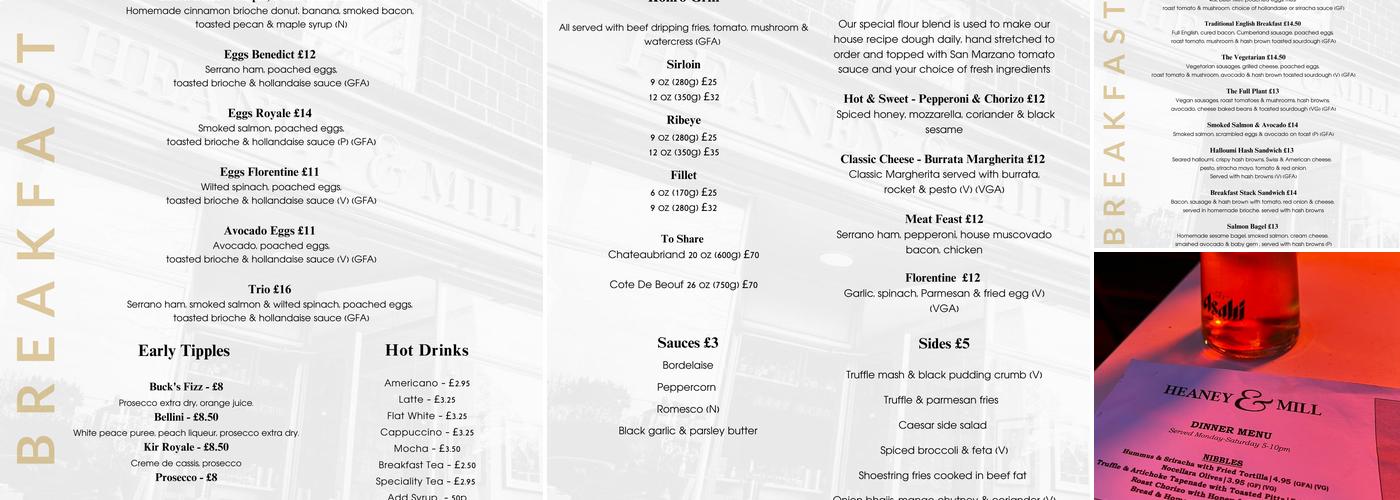 Heaney & Mill Menu