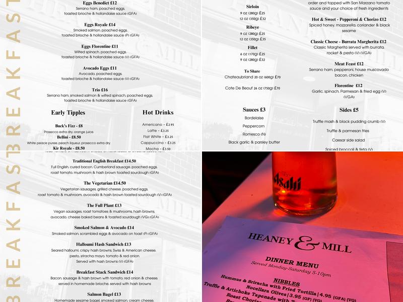 Heaney & Mill Menu