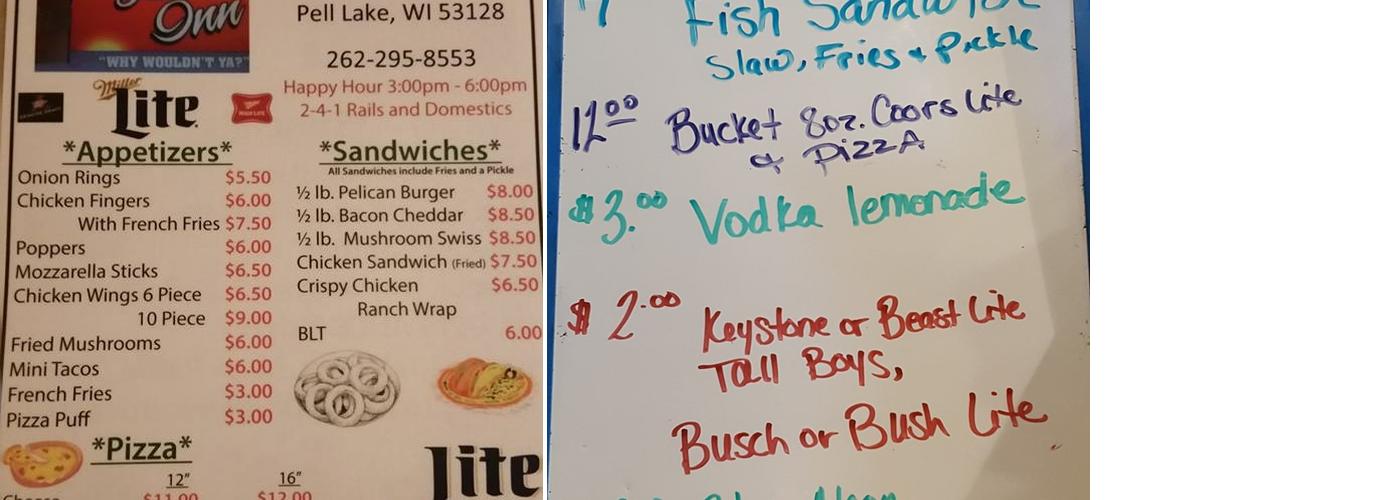 Pell Lake Inn Menu