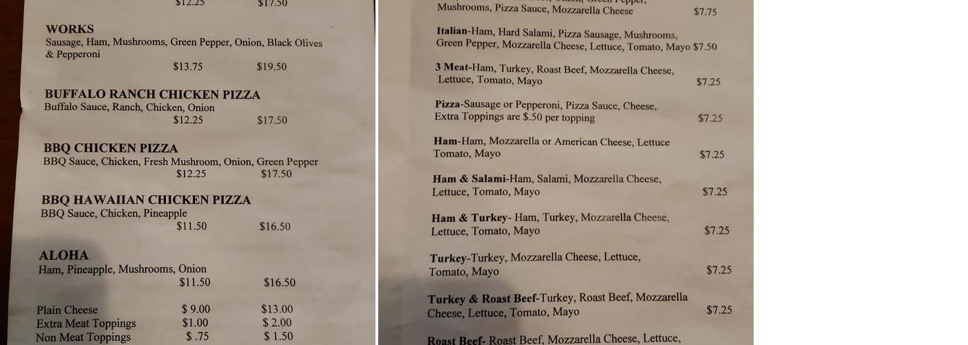 Les & Pearl's Menu