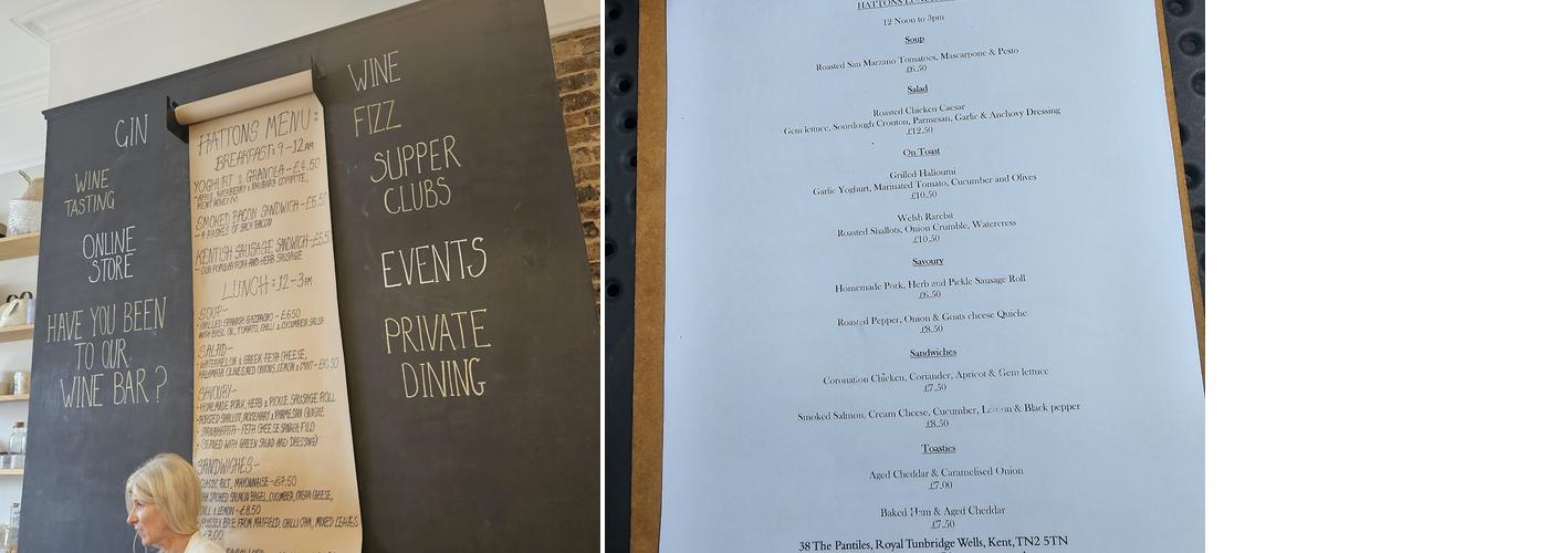 Hattons Royal Tunbridge Wells Menu