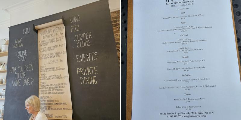 Hattons Royal Tunbridge Wells Menu