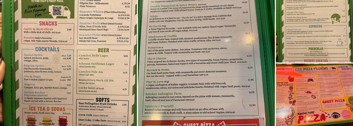 Pizza Pilgrims Menu
