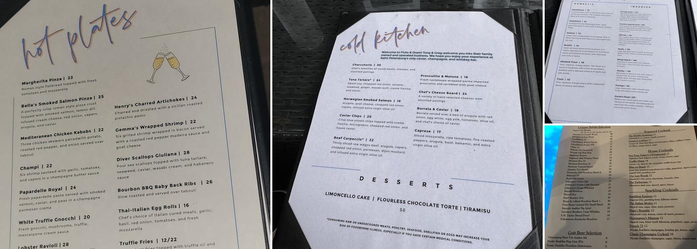 Flute & Dram Menu