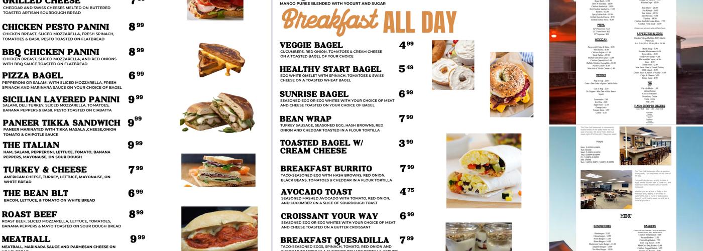 Time Out Lounge Menu