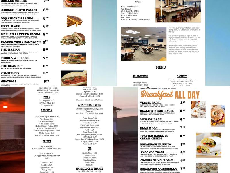 Time Out Lounge Menu