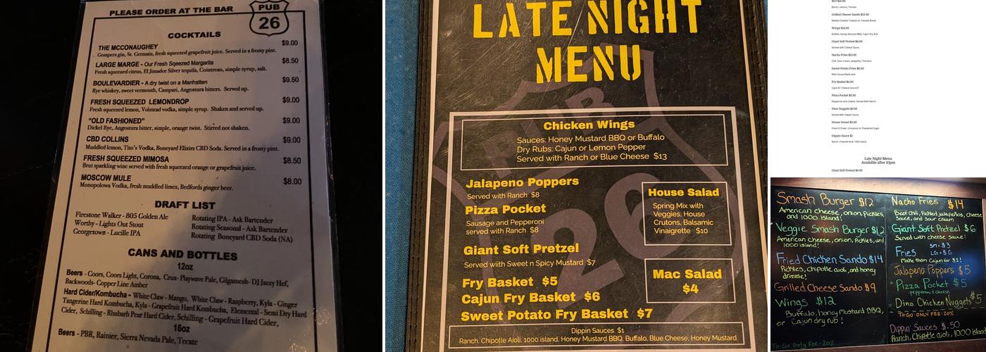 Pub 26 Menu