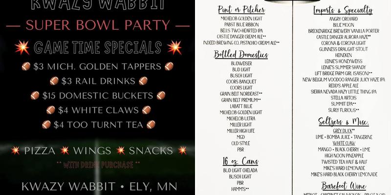 Kwazy Wabbit Menu