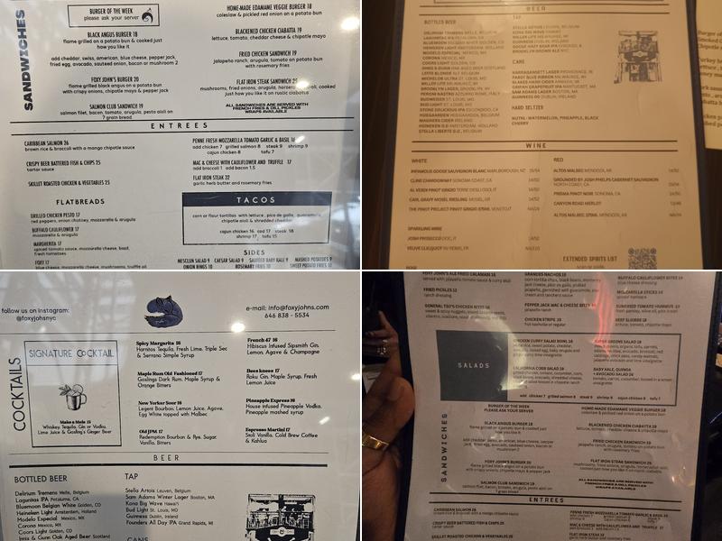 Foxy John's Bar & Kitchen Menu