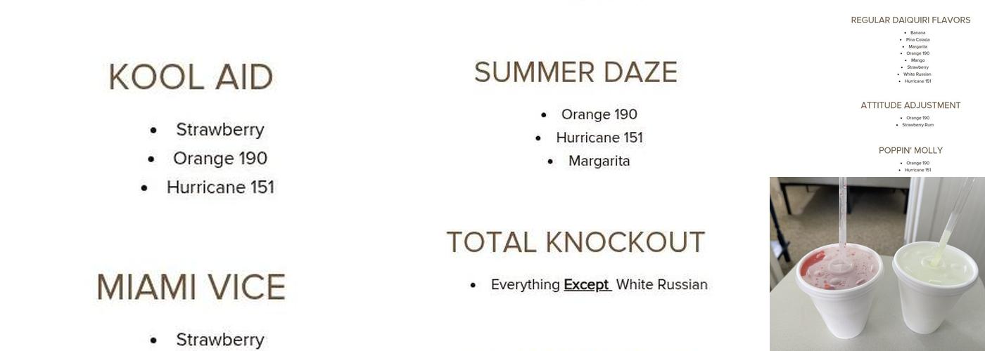 Native Island Daiquiri Menu