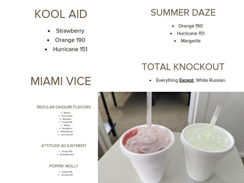 Native Island Daiquiri Menu