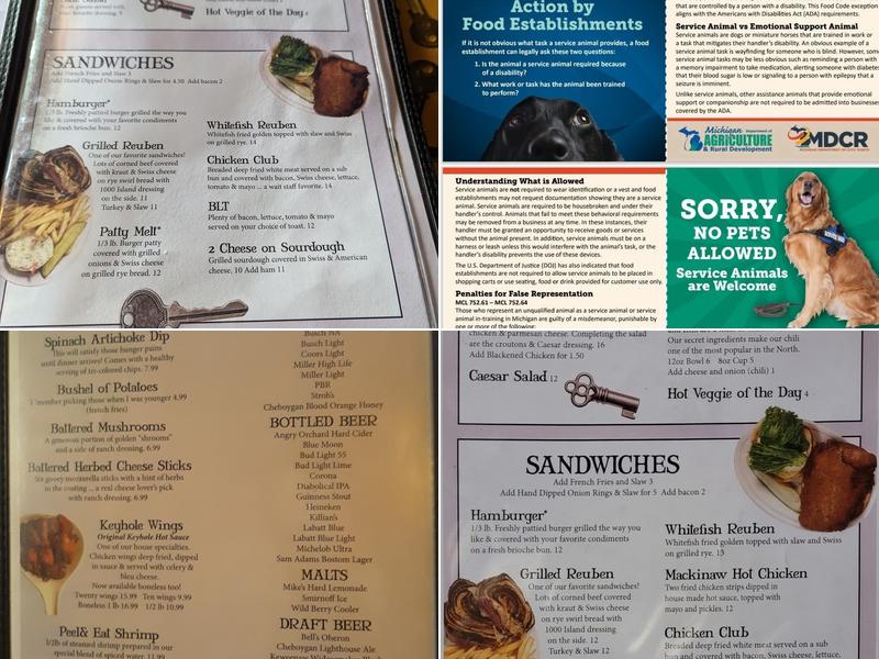 Keyhole Bar & Grill Menu