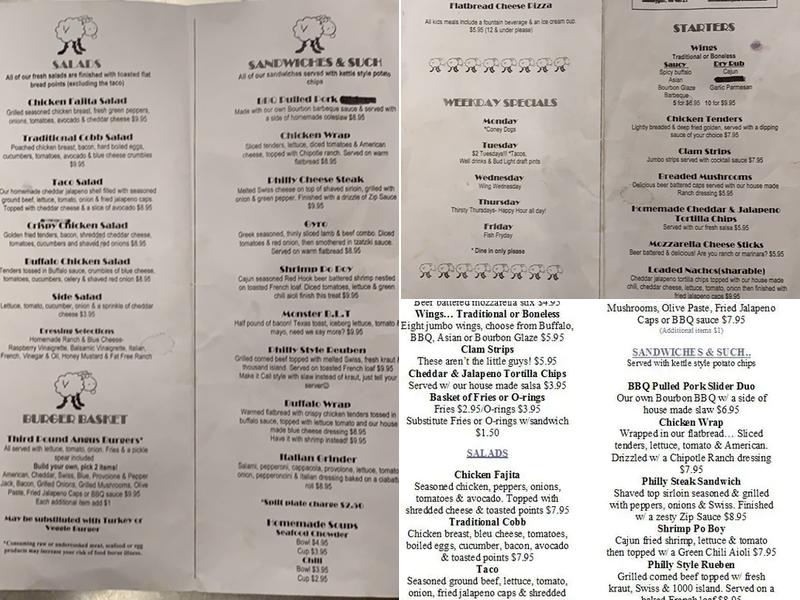Black Sheep Menu